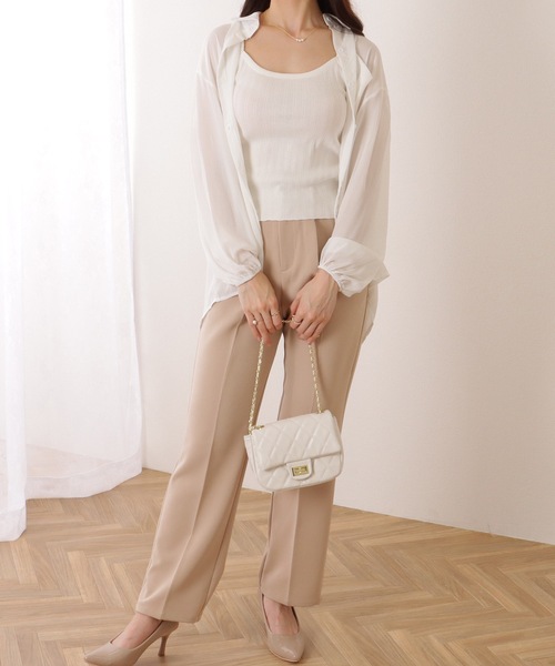 セール】ラウンドネック テレコ ニット キャミソール トップス