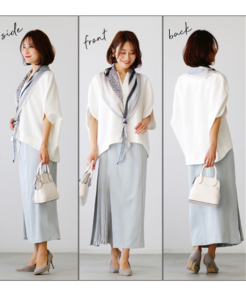 Ehre style(エーレスタイル)の「華奢見せが叶う!着やせの技ありキーネックドルマン(Tシャツ/カットソー・レディース・ブラック/ベージュ/ホワイト・FREE)」の7枚目の写真
