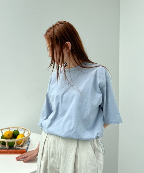 y/m（イム）の「ドロストクロップドTシャツ（Tシャツ/カットソー・レディース・ブラック/イエロー/オフホワイト/ブルー/ダークブルー/ベージュ・FREE）」の13枚目の写真