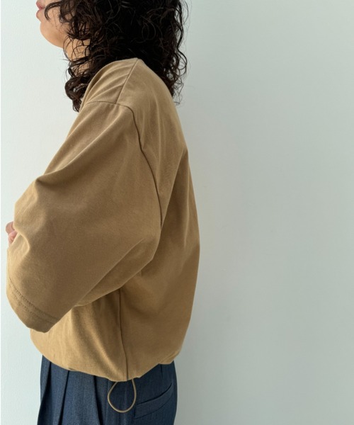 y/m（イム）の「ドロストクロップドTシャツ（Tシャツ/カットソー・レディース・ブラック/イエロー/オフホワイト/ブルー/ダークブルー/ベージュ・FREE）」の8枚目の写真