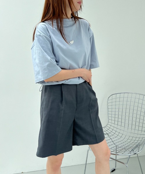 y/m（イム）の「ドロストクロップドTシャツ（Tシャツ/カットソー・レディース・ブラック/イエロー/オフホワイト/ブルー/ダークブルー/ベージュ・FREE）」の15枚目の写真