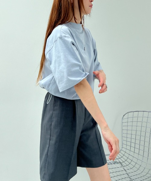 y/m（イム）の「ドロストクロップドTシャツ（Tシャツ/カットソー・レディース・ブラック/イエロー/オフホワイト/ブルー/ダークブルー/ベージュ・FREE）」の16枚目の写真