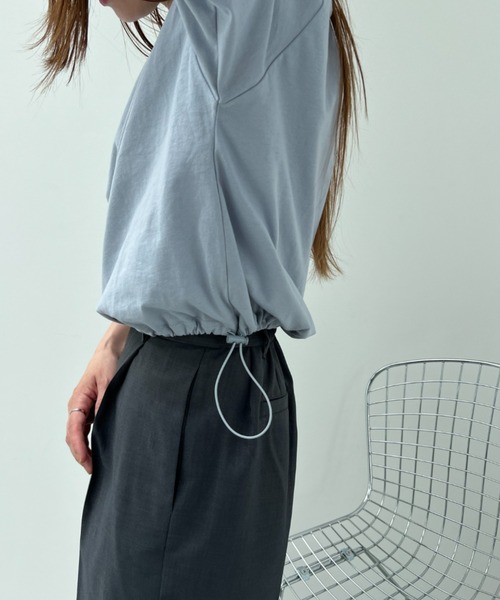 y/m（イム）の「ドロストクロップドTシャツ（Tシャツ/カットソー・レディース・ブラック/イエロー/オフホワイト/ブルー/ダークブルー/ベージュ・FREE）」の17枚目の写真