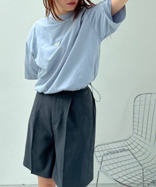 y/m（イム）の「ドロストクロップドTシャツ（Tシャツ/カットソー・レディース・ブラック/イエロー/オフホワイト/ブルー/ダークブルー/ベージュ・FREE）」の18枚目の写真