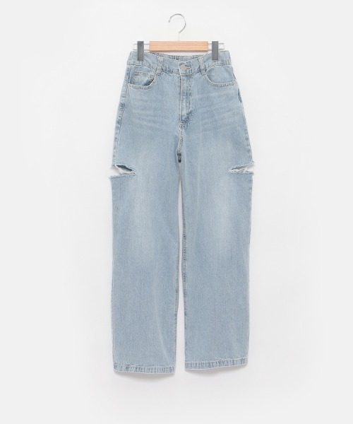 LOVETOXIC（ラブトキシック）の「【接触冷感】ダメージワイドパンツ（その他パンツ・キッズ・ライトグレー/グレー/サックスブルー/ライトブルー・S/M/L）」の12枚目の写真