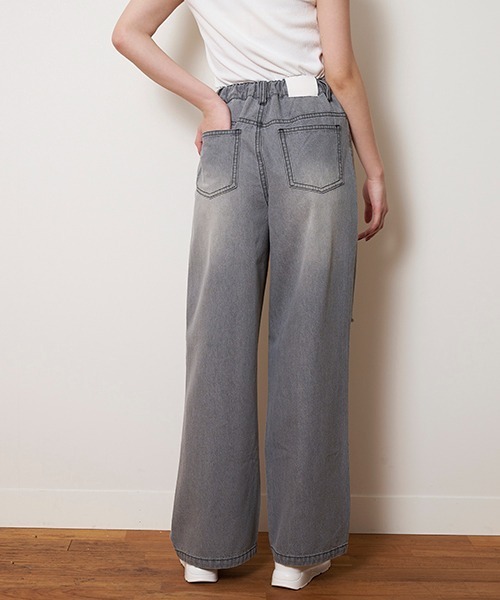 LOVETOXIC（ラブトキシック）の「【接触冷感】ダメージワイドパンツ（その他パンツ・キッズ・ライトグレー/グレー/サックスブルー/ライトブルー・S/M/L）」の10枚目の写真