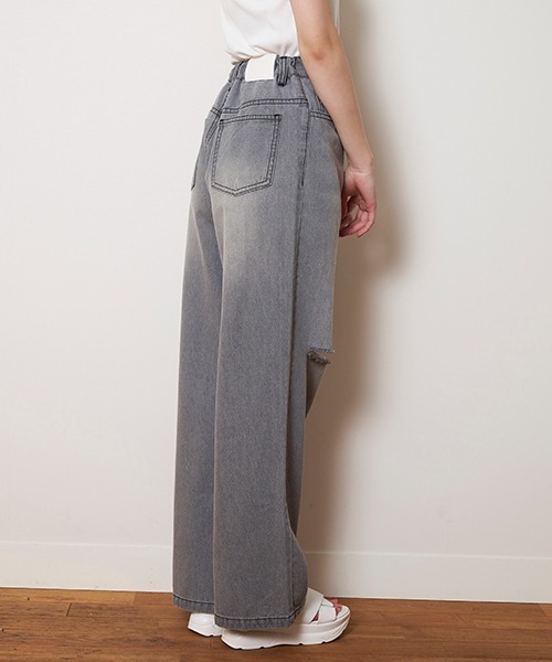 LOVETOXIC（ラブトキシック）の「【接触冷感】ダメージワイドパンツ（その他パンツ・キッズ・ライトグレー/グレー/サックスブルー/ライトブルー・S/M/L）」の9枚目の写真