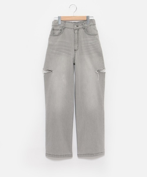 LOVETOXIC（ラブトキシック）の「【接触冷感】ダメージワイドパンツ（その他パンツ・キッズ・ライトグレー/グレー/サックスブルー/ライトブルー・S/M/L）」の13枚目の写真