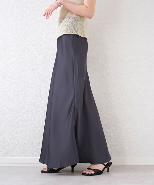 オリジナルバイアスサテンロングスカート / マ―メイド フレア