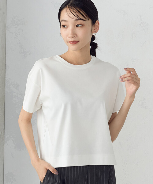 COMME CA ISM（コムサイズム）の「ボックスシルエット クロップド丈Ｔシャツ（Tシャツ/カットソー・レディース・ホワイト/ブラック/ブルー・MEDIUM/LARGE）」の6枚目の写真