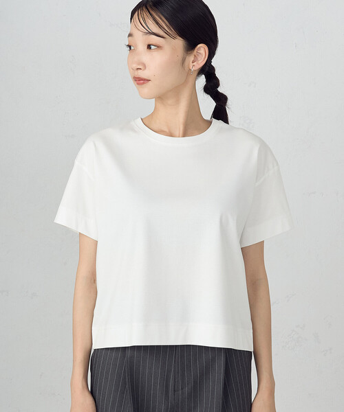 COMME CA ISM（コムサイズム）の「ボックスシルエット クロップド丈Ｔシャツ（Tシャツ/カットソー・レディース・ホワイト/ブラック/ブルー・MEDIUM/LARGE）」の16枚目の写真