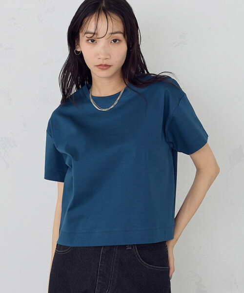 COMME CA ISM（コムサイズム）の「ボックスシルエット クロップド丈Ｔシャツ（Tシャツ/カットソー・レディース・ホワイト/ブラック/ブルー・MEDIUM/LARGE）」の3枚目の写真
