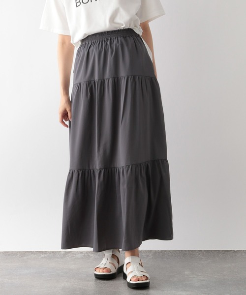 GLOBAL WORK（グローバルワーク）の「MATINEE LINE/ティアードスカート/123955（スカート・レディース・グレイッシュブルー/ブラック/テラコッタ・LARGE/MEDIUM）」の2枚目の写真