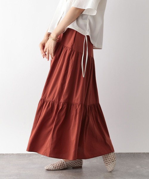 GLOBAL WORK（グローバルワーク）の「MATINEE LINE/ティアードスカート/123955（スカート・レディース・グレイッシュブルー/ブラック/テラコッタ・LARGE/MEDIUM）」の3枚目の写真