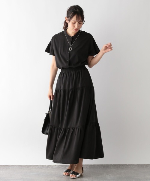 GLOBAL WORK（グローバルワーク）の「MATINEE LINE/ティアードスカート/123955（スカート・レディース・グレイッシュブルー/ブラック/テラコッタ・LARGE/MEDIUM）」の5枚目の写真