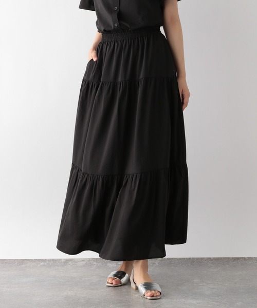 GLOBAL WORK（グローバルワーク）の「MATINEE LINE/ティアードスカート/123955（スカート・レディース・グレイッシュブルー/ブラック/テラコッタ・LARGE/MEDIUM）」の6枚目の写真