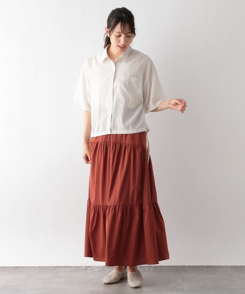 GLOBAL WORK（グローバルワーク）の「MATINEE LINE/ティアードスカート/123955（スカート・レディース・グレイッシュブルー/ブラック/テラコッタ・LARGE/MEDIUM）」の13枚目の写真