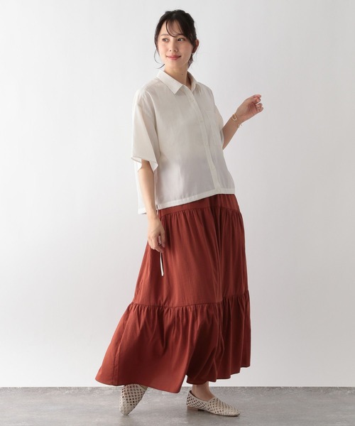 GLOBAL WORK（グローバルワーク）の「MATINEE LINE/ティアードスカート/123955（スカート・レディース・グレイッシュブルー/ブラック/テラコッタ・LARGE/MEDIUM）」の14枚目の写真