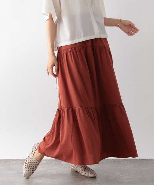 GLOBAL WORK（グローバルワーク）の「MATINEE LINE/ティアードスカート/123955（スカート・レディース・グレイッシュブルー/ブラック/テラコッタ・LARGE/MEDIUM）」の15枚目の写真