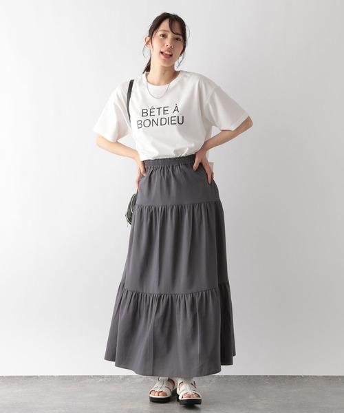 GLOBAL WORK（グローバルワーク）の「MATINEE LINE/ティアードスカート/123955（スカート・レディース・グレイッシュブルー/ブラック/テラコッタ・LARGE/MEDIUM）」の8枚目の写真