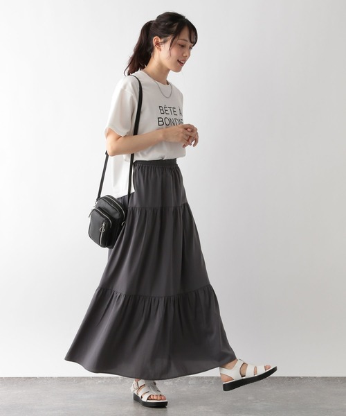 GLOBAL WORK（グローバルワーク）の「MATINEE LINE/ティアードスカート/123955（スカート・レディース・グレイッシュブルー/ブラック/テラコッタ・LARGE/MEDIUM）」の9枚目の写真