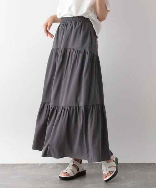 GLOBAL WORK（グローバルワーク）の「MATINEE LINE/ティアードスカート/123955（スカート・レディース・グレイッシュブルー/ブラック/テラコッタ・LARGE/MEDIUM）」の10枚目の写真