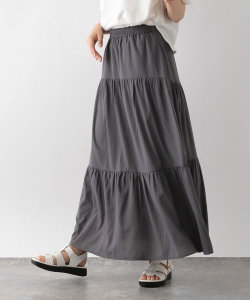 GLOBAL WORK（グローバルワーク）の「MATINEE LINE/ティアードスカート/123955（スカート・レディース・グレイッシュブルー/ブラック/テラコッタ・LARGE/MEDIUM）」の11枚目の写真