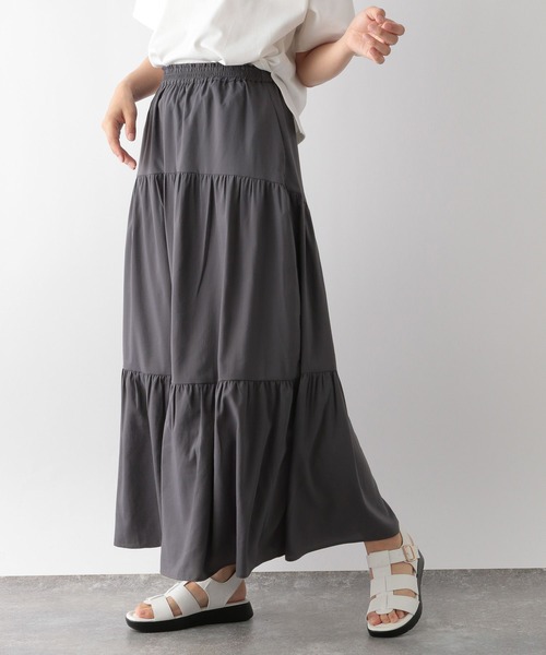 GLOBAL WORK（グローバルワーク）の「MATINEE LINE/ティアードスカート/123955（スカート・レディース・グレイッシュブルー/ブラック/テラコッタ・LARGE/MEDIUM）」の12枚目の写真