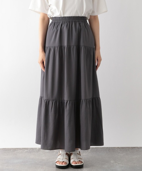 GLOBAL WORK（グローバルワーク）の「MATINEE LINE/ティアードスカート/123955（スカート・レディース・グレイッシュブルー/ブラック/テラコッタ・LARGE/MEDIUM）」の17枚目の写真
