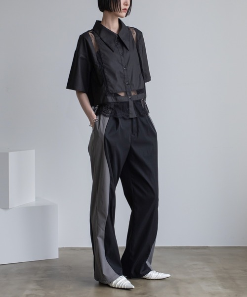 ブラウス シャツ 「WOMEN」レース切り替えショートブラウス レディース AMERICAN RAG CIE｜【WOMEN】レース切り替えショートブラウス