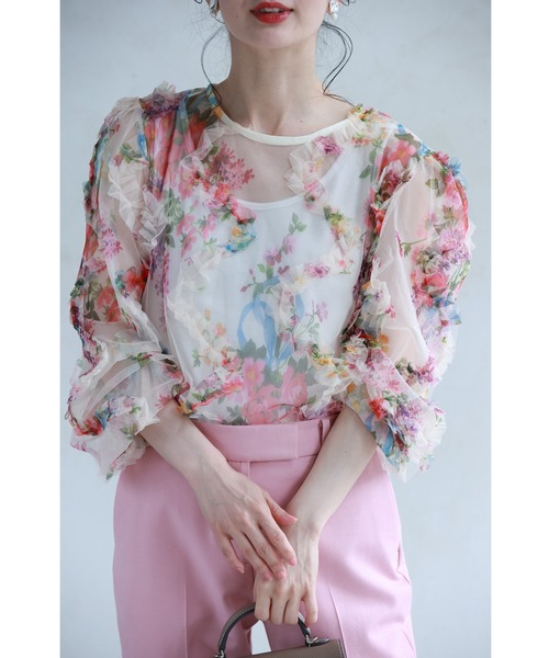 美しさを束ねたブーケのフリルシアーブラウストップス（シャツ/ブラウス）｜CAWAII（カワイイ） 6,820円