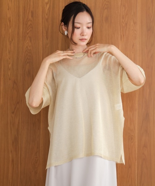 Bab(バブ)の「シアーラメニットプルオーバー(Tシャツ/カットソー・レディース・ピンク/ライトグレー/ブラック/ホワイト系その他・FREE)」の18枚目の写真