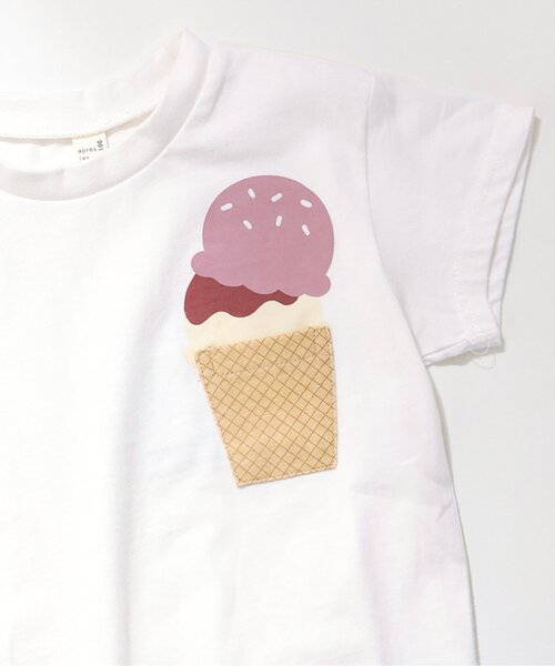 apres les cours（アプレレクール）の「【WEB限定】ポケットモチーフTシャツ（Tシャツ/カットソー・キッズ・オフホワイト/アイボリー/サックスブルー/ベージュ/ラベンダー/チャコール・90/80/110/100/120/130/140）」の2枚目の写真