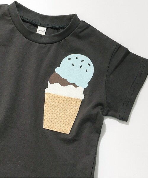 apres les cours（アプレレクール）の「【WEB限定】ポケットモチーフTシャツ（Tシャツ/カットソー・キッズ・オフホワイト/アイボリー/サックスブルー/ベージュ/ラベンダー/チャコール・90/80/110/100/120/130/140）」の3枚目の写真