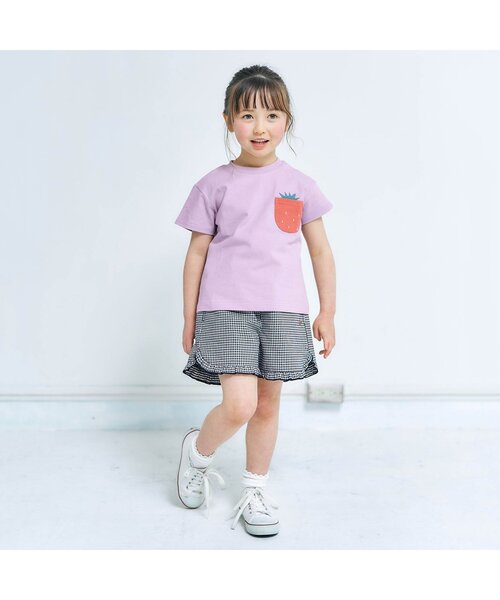 apres les cours（アプレレクール）の「【WEB限定】ポケットモチーフTシャツ（Tシャツ/カットソー・キッズ・オフホワイト/アイボリー/サックスブルー/ベージュ/ラベンダー/チャコール・90/80/110/100/120/130/140）」の9枚目の写真