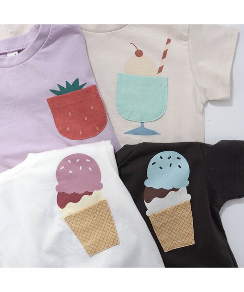 apres les cours（アプレレクール）の「【WEB限定】ポケットモチーフTシャツ（Tシャツ/カットソー・キッズ・オフホワイト/アイボリー/サックスブルー/ベージュ/ラベンダー/チャコール・90/80/110/100/120/130/140）」の14枚目の写真