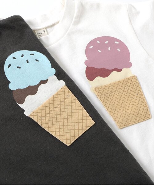 apres les cours（アプレレクール）の「【WEB限定】ポケットモチーフTシャツ（Tシャツ/カットソー・キッズ・オフホワイト/アイボリー/サックスブルー/ベージュ/ラベンダー/チャコール・90/80/110/100/120/130/140）」の19枚目の写真