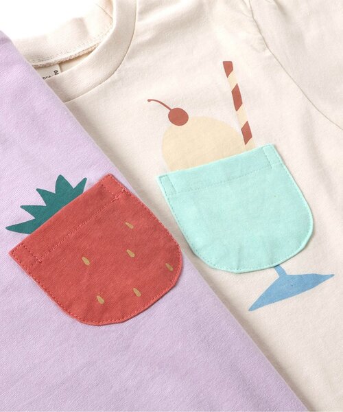 apres les cours（アプレレクール）の「【WEB限定】ポケットモチーフTシャツ（Tシャツ/カットソー・キッズ・オフホワイト/アイボリー/サックスブルー/ベージュ/ラベンダー/チャコール・90/80/110/100/120/130/140）」の20枚目の写真