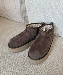 one after another NICE CLAUP | NC刺繍入りフェイクムートンショートブーツ(ブーツ)