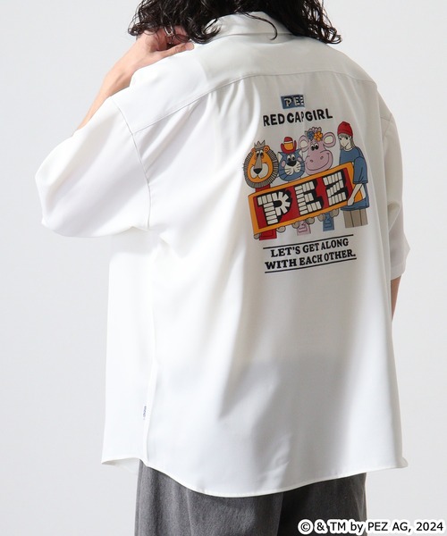 【セール】REDCAPGIRL PEZ×REDCAPGIRL バック刺繍＆プリント ルーズサイズ半袖シャツ（シャツ/ブラウス）｜Red Cap Girl（レッドキャプガール）