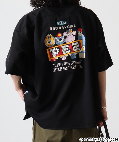 【セール】REDCAPGIRL PEZ×REDCAPGIRL バック刺繍＆プリント ルーズサイズ半袖シャツ（シャツ/ブラウス）｜Red Cap Girl（レッドキャプガール）