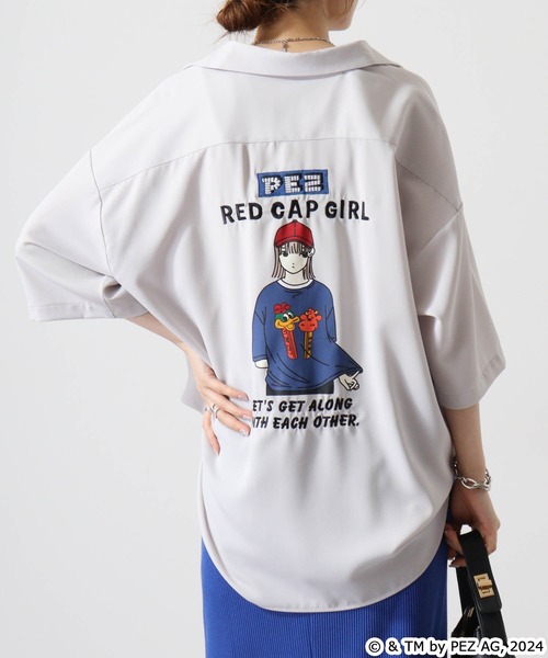 Red Cap Girl(レッドキャプガール)の「REDCAPGIRL PEZ×REDCAPGIRL バック刺繍&プリント ルーズサイズ半袖シャツ(シャツ/ブラウス・メンズ・グレー系2/ホワイト系2/ホワイト系1/ブラック系2/ブラック系1/ブルー/グレー系1・L/M)」の6枚目の写真