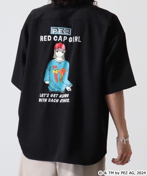 【セール】REDCAPGIRL PEZ×REDCAPGIRL バック刺繍＆プリント ルーズサイズ半袖シャツ（シャツ/ブラウス）｜Red Cap Girl（レッドキャプガール）