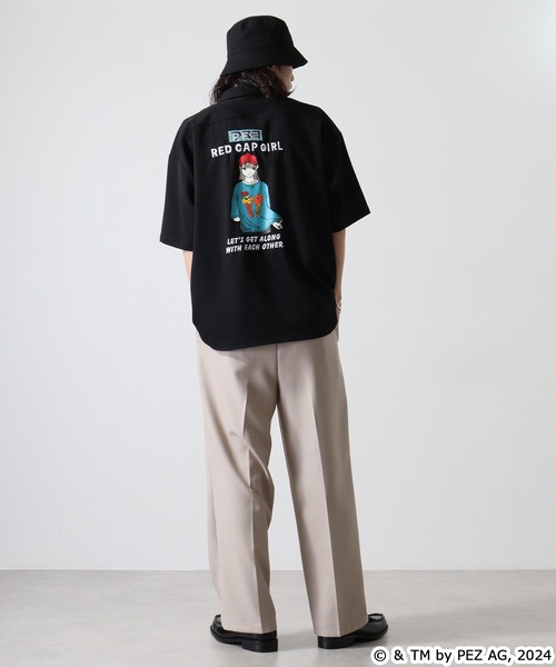 【セール】REDCAPGIRL PEZ×REDCAPGIRL バック刺繍＆プリント ルーズサイズ半袖シャツ（シャツ/ブラウス）｜Red Cap Girl（レッドキャプガール）