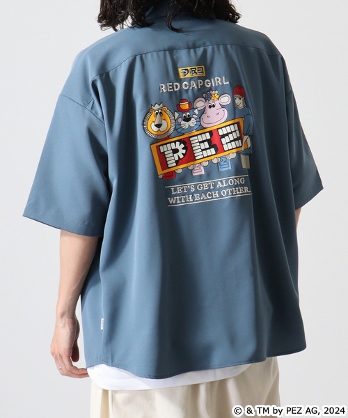 【セール】REDCAPGIRL PEZ×REDCAPGIRL バック刺繍＆プリント ルーズサイズ半袖シャツ（シャツ/ブラウス）｜Red Cap Girl（レッドキャプガール）