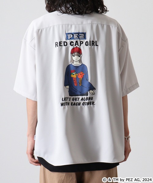 【セール】REDCAPGIRL PEZ×REDCAPGIRL バック刺繍＆プリント ルーズサイズ半袖シャツ（シャツ/ブラウス）｜Red Cap Girl（レッドキャプガール）