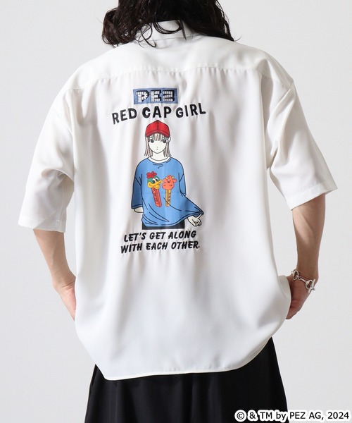 【セール】REDCAPGIRL PEZ×REDCAPGIRL バック刺繍＆プリント ルーズサイズ半袖シャツ（シャツ/ブラウス）｜Red Cap Girl（レッドキャプガール）