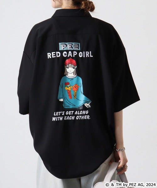 【セール】REDCAPGIRL PEZ×REDCAPGIRL バック刺繍＆プリント ルーズサイズ半袖シャツ（シャツ/ブラウス）｜Red Cap Girl（レッドキャプガール）