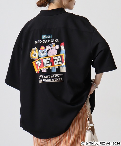 【セール】REDCAPGIRL PEZ×REDCAPGIRL バック刺繍＆プリント ルーズサイズ半袖シャツ（シャツ/ブラウス）｜Red Cap Girl（レッドキャプガール）