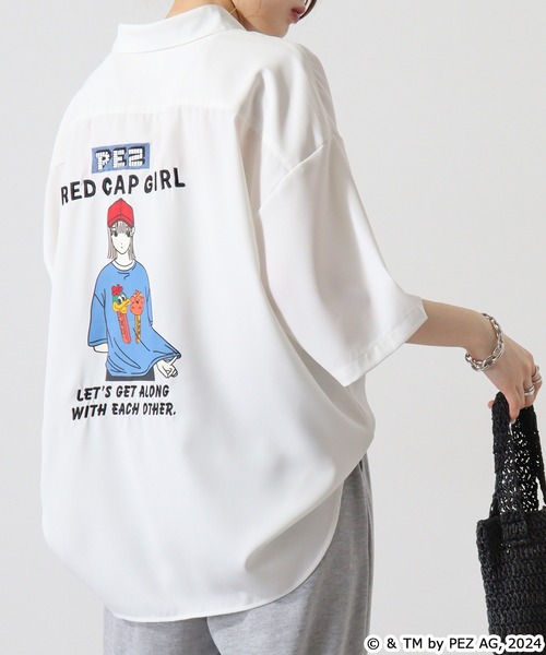 【セール】REDCAPGIRL PEZ×REDCAPGIRL バック刺繍＆プリント ルーズサイズ半袖シャツ（シャツ/ブラウス）｜Red Cap Girl（レッドキャプガール）
